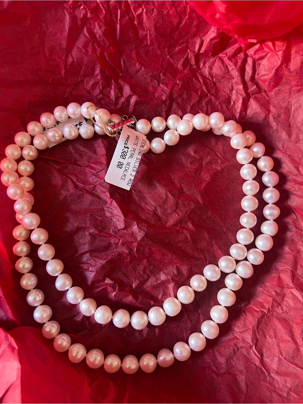 Sterling Silver White Pearl 2-Row Necklace